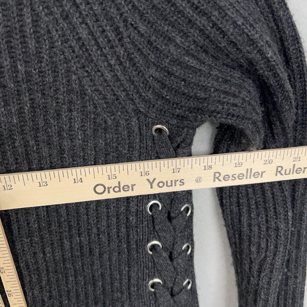 Autumn Cashmere Cardigan Sweater Womens XS Gray Ribbed Open Lace Up Sides Knit - Picture 10 of 12